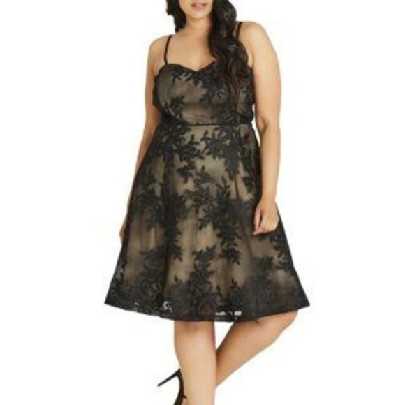 City Chic Dresses & Skirts - City Chic Black Lace Mesh Dress